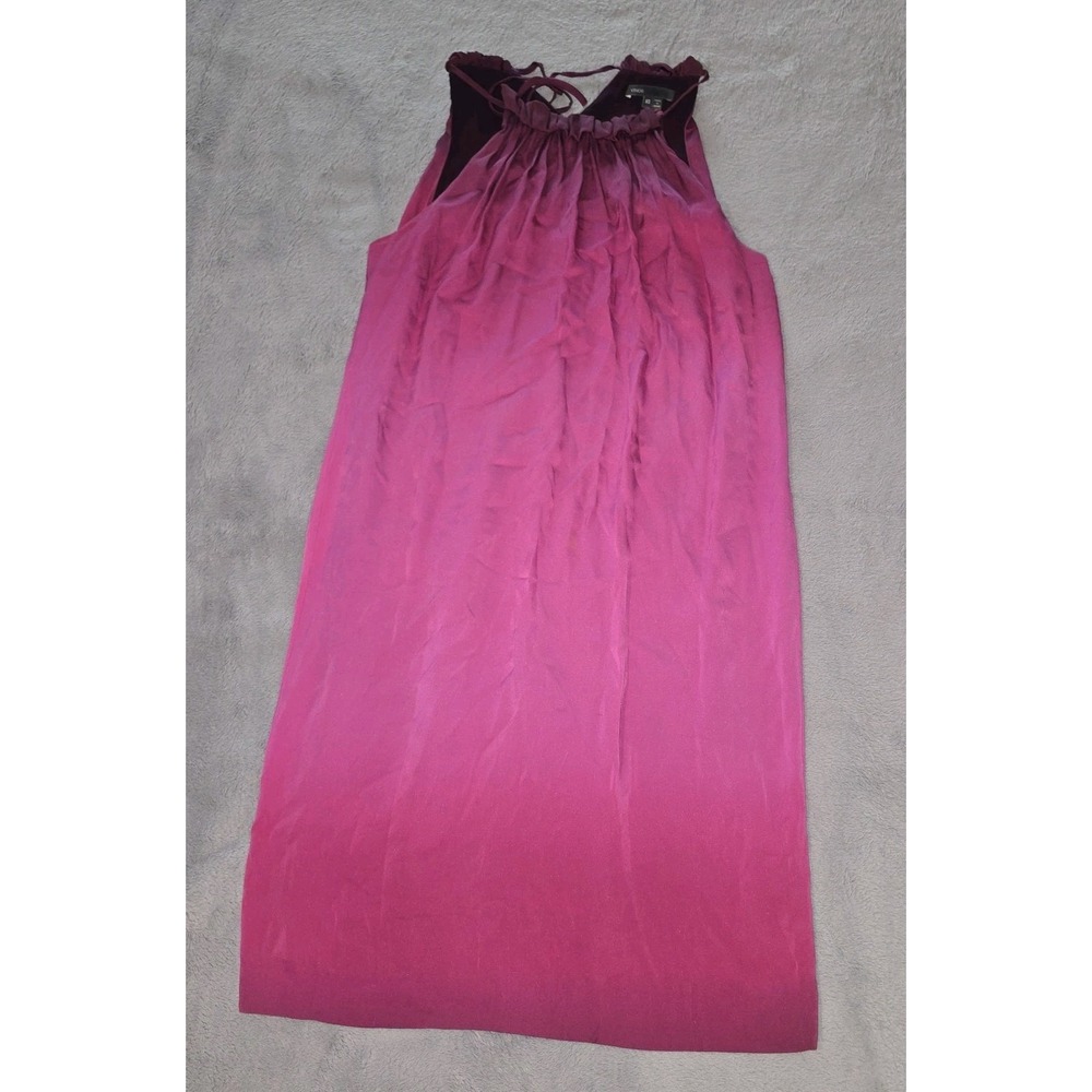 VINCE Womens sz Small Fuschia Pink Purple Ombre Silk Blend High Collar‎ Dress